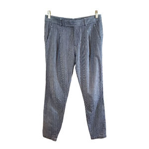 🌷 Vince Pleated High Waisted Tapered Leg Pants in Navy & White Stripe Women's 4